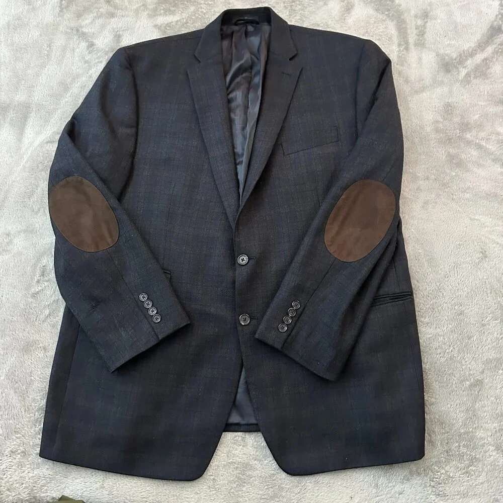*flaw* Vintage Lauren Ralph Lauren Men's Blazer 48 L Plaid Patch Elbows Wool